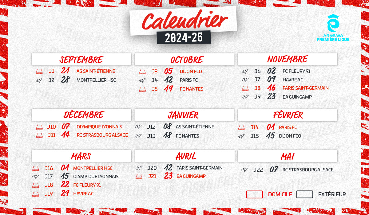 Calendrier Arkema Première Ligue